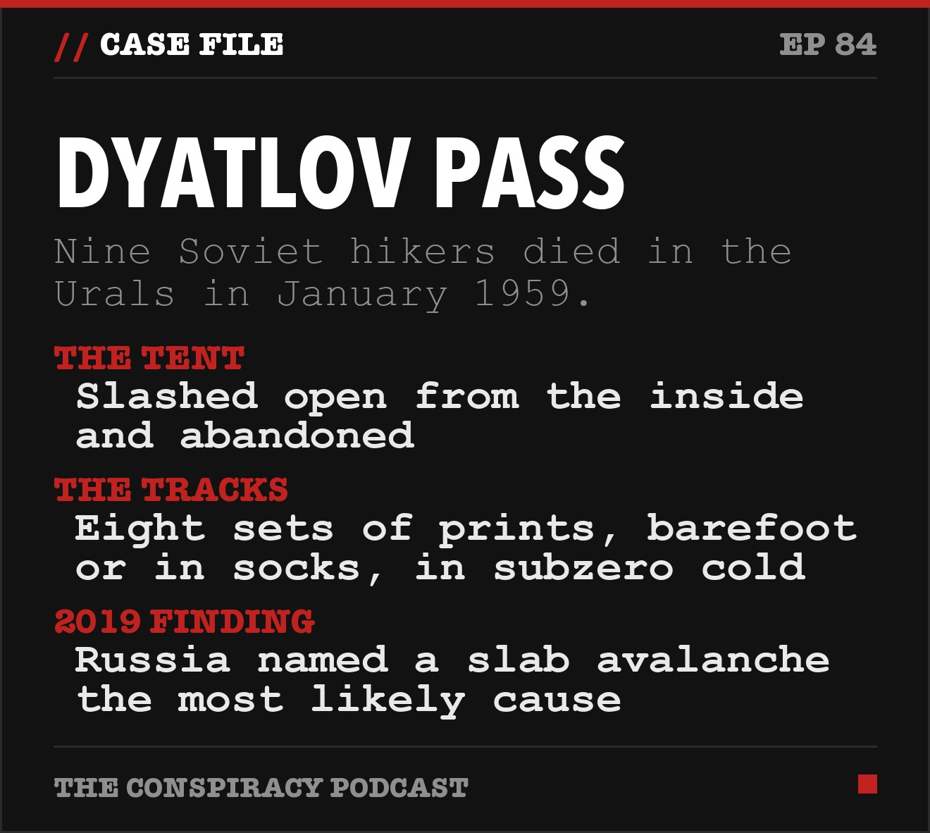 Dyatlov Pass: key facts from The Conspiracy Podcast