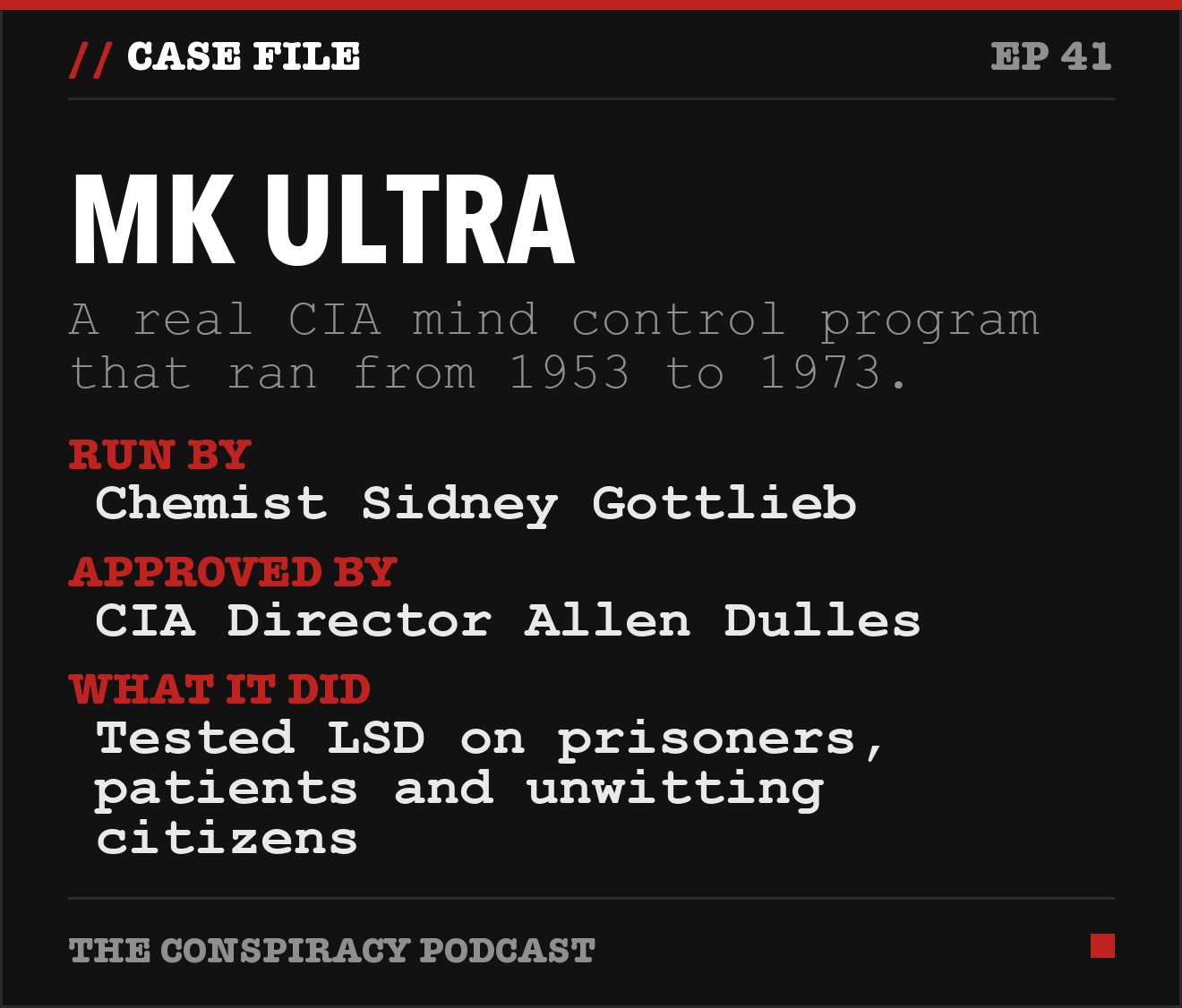 MK Ultra: key facts from The Conspiracy Podcast